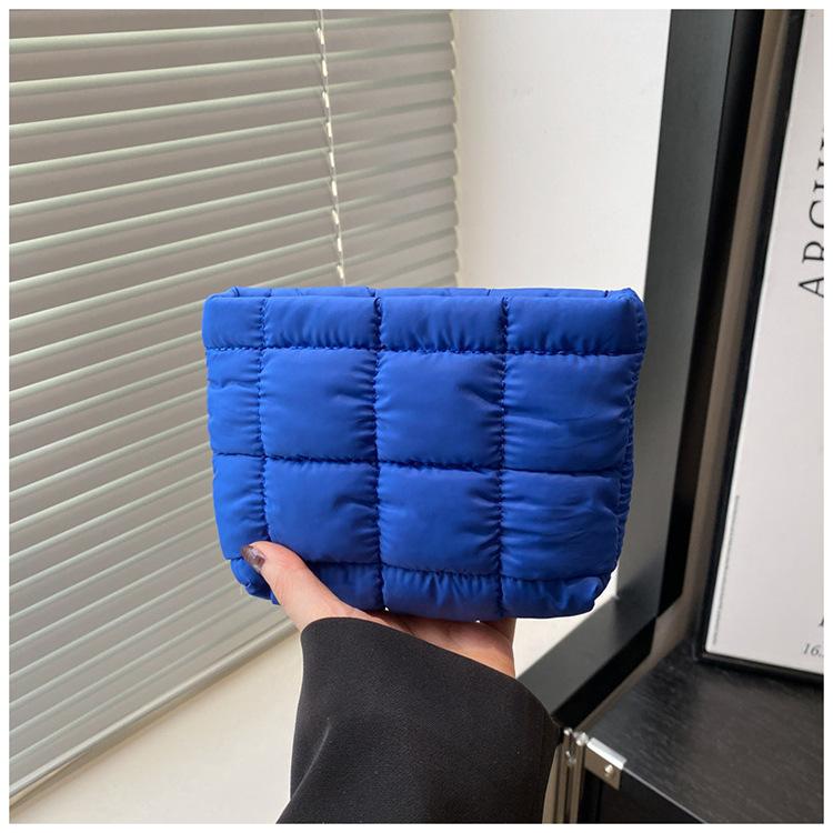 

Корейская многоцветная простая косметичка, сумка для хранения, маленькая квадратная сумка, большая вместимость, многофункциональная сумка для хранения, весна 2025 синий