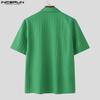 INCERUN Oversized Men's Short Sleeve Lapel Neck Casual Texture Tops T-shirts