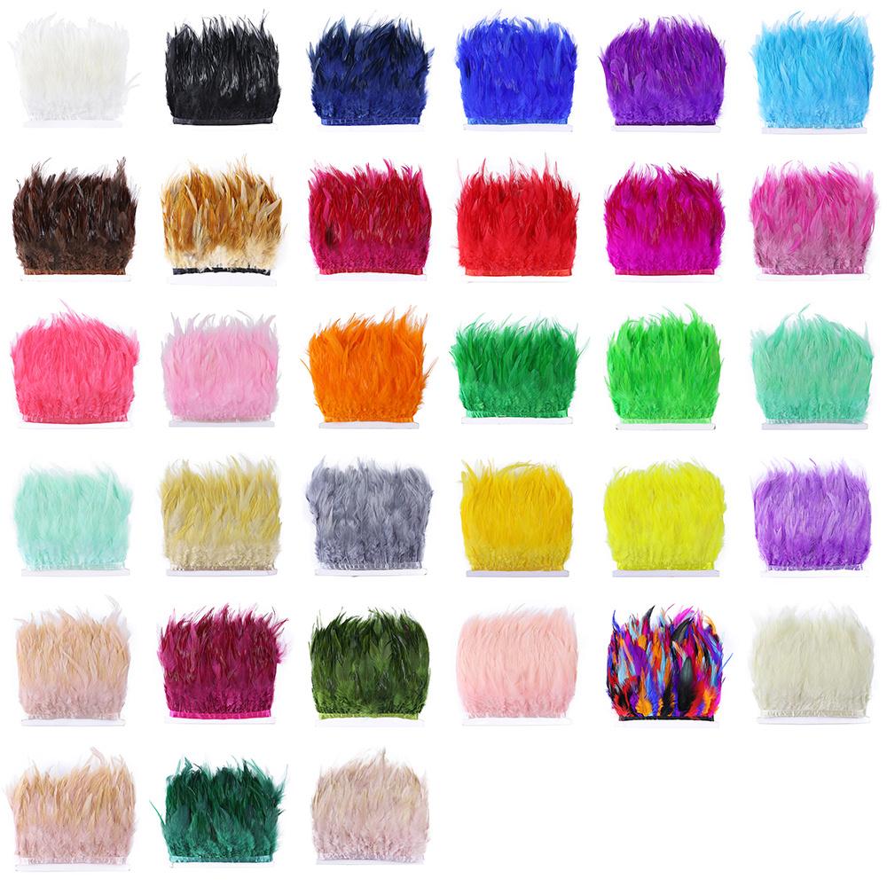 Featherwholesale Colored Chicken Feather Trims 10-15cm Ribbon Sewing Natural Pheasant Feather for Craft Dress Party Costume Plume Decor