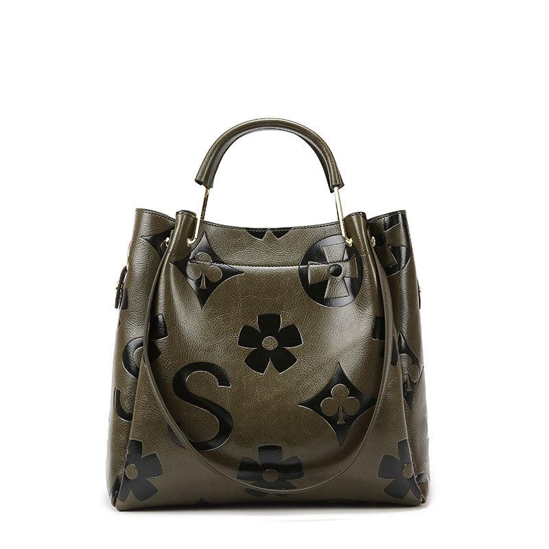 Handbag New Bag Women's High-end Sense Large-capacity Bucket Bag Fashion Embossed Child and Mother Tote Bag