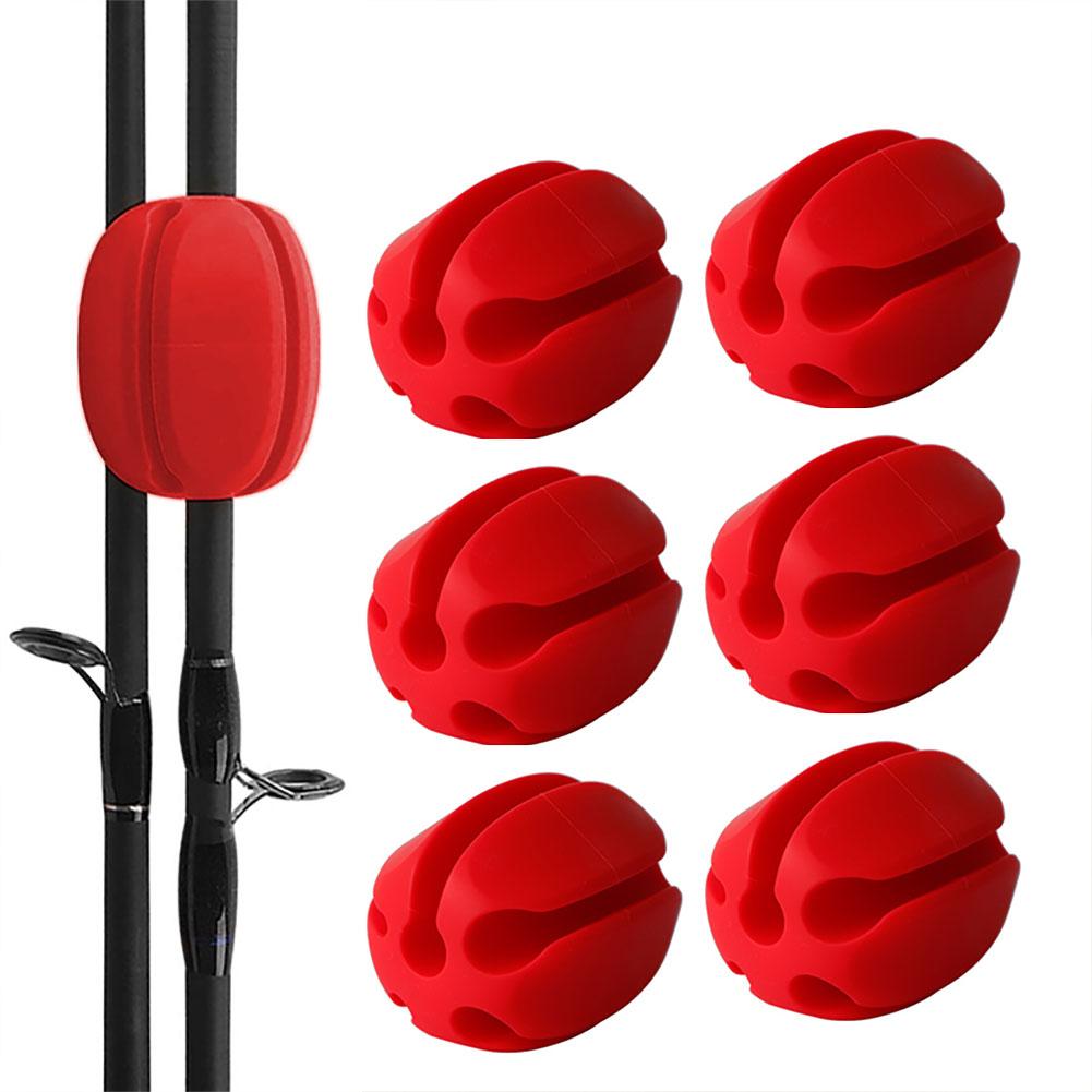 6pcs Silicone Fishing Rod Holder Straps 5 Hole Lightweight Fishing Tackle Ties Fishing Accessories