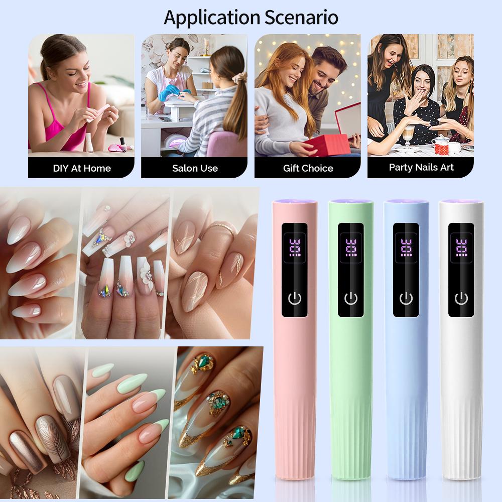 YIKOOLIN USB Rechargeable Nail Dryer Lamp UV/LED Quick Dry Gel Polish Curing Tool Handheld Nail Art Lamp for All Gel Polishes