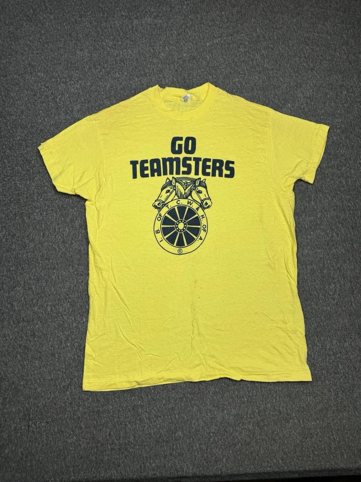 

Hanes Mens T Shirt L Yellow 70s Teamsters Union Vintage Mob Crime Jimmy Hoffa 2XL