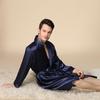 Men's Summer Long Sleeve Silk-Style Pajamas Robe