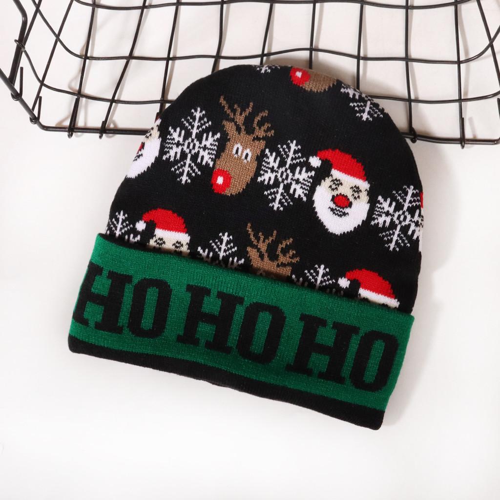 Christmas Deer Snowflake Letters Knit Hat With Warmth For Winter Outdoor Festivals