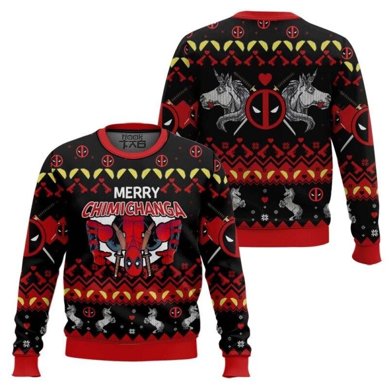 Merry Chimichanga Deadpool Ugly Christmas Sweater All Sizes Unisex T-Shirt XXXL