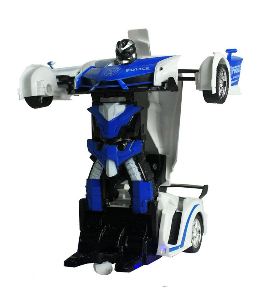 Multifunctional Robot Toy, RC Car, Transforms Into a Robot, High Stability, Shockproof, Kids Toy, Gift (Police Car)