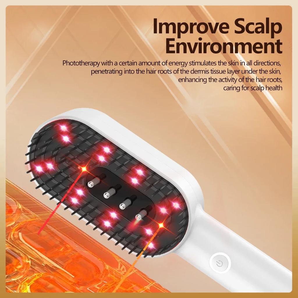 LED Red Light Therapy Hair Growth Comb - Laser Scalp Massager for Thicker Hair, Anti-Hair Loss Treatment with Blue Light, 3-in-1