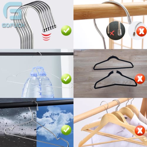 gofuch Stainless Steel Laundry Hangers, Set of 30, Silver, Stylish, Durable, Rust-Resistant, Bend-Resistant, Unisex, Slim, Lightweight