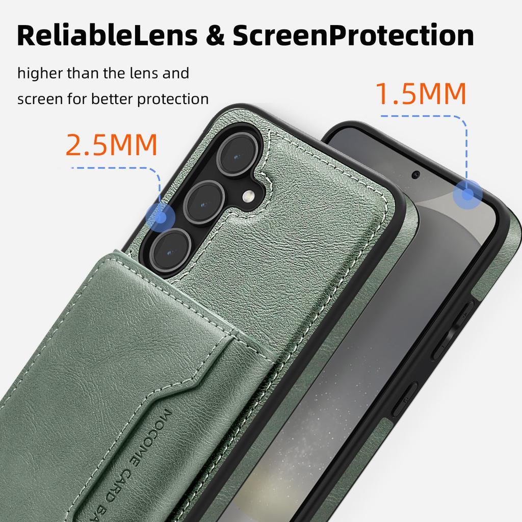 For Samsung Galaxy S25 Case Compatible with MagSafe Leather Back Phone Cover with Detachable Card Bag