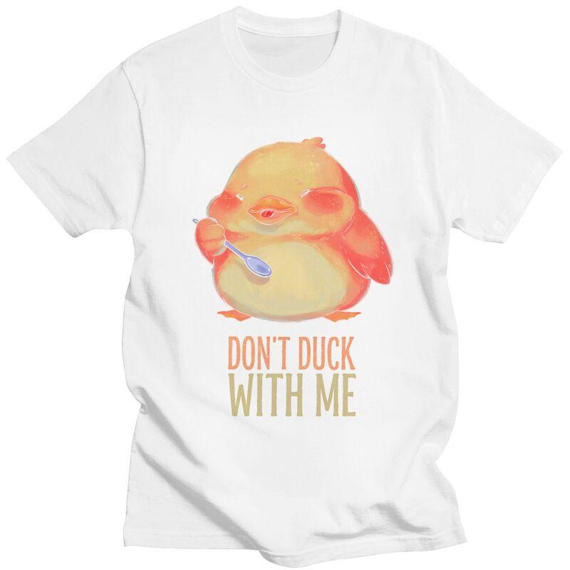 Dont Duck With Me Funny Duck T Shirt Unisex Women Short Sleeve Tshirts Casual Tee Tops Pure Cotton Loose Oversized Clothing