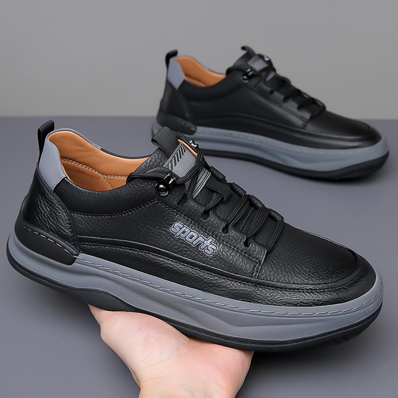 Mode Haute Qualité Chaussures de Planche Décontractées en Cuir pour Homme Été Décontracté Business Chaussures Oxford Semelle Épaisse Extérieur Polyvalent Chaussures de Marche