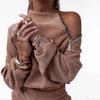 Casual Women's Clothing 1116 Hot Sale Spring and Autumn Fashion Trend Sexy Off-the-shoulder Zipper Suit