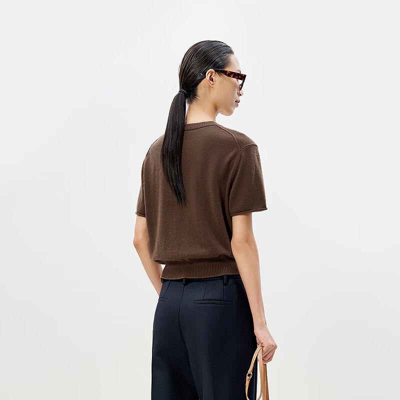 

LESS 2025 Spring Cashmere Round Neck Short Sleeve Pullover XS