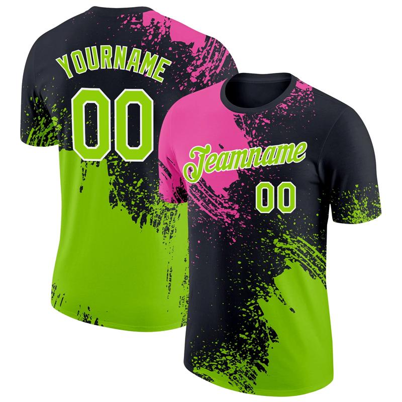 Custom Name Number 3D Colour Block Pattern T Shirt New Design Pop Men Football Short Sleeve