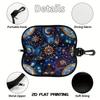 2D-Celestial Mandala Print Zipper Sunglasses Case, Protective Eyewear Organizer Box, Vintage Floral Galaxy Pattern Glasses Holder for Women Travel