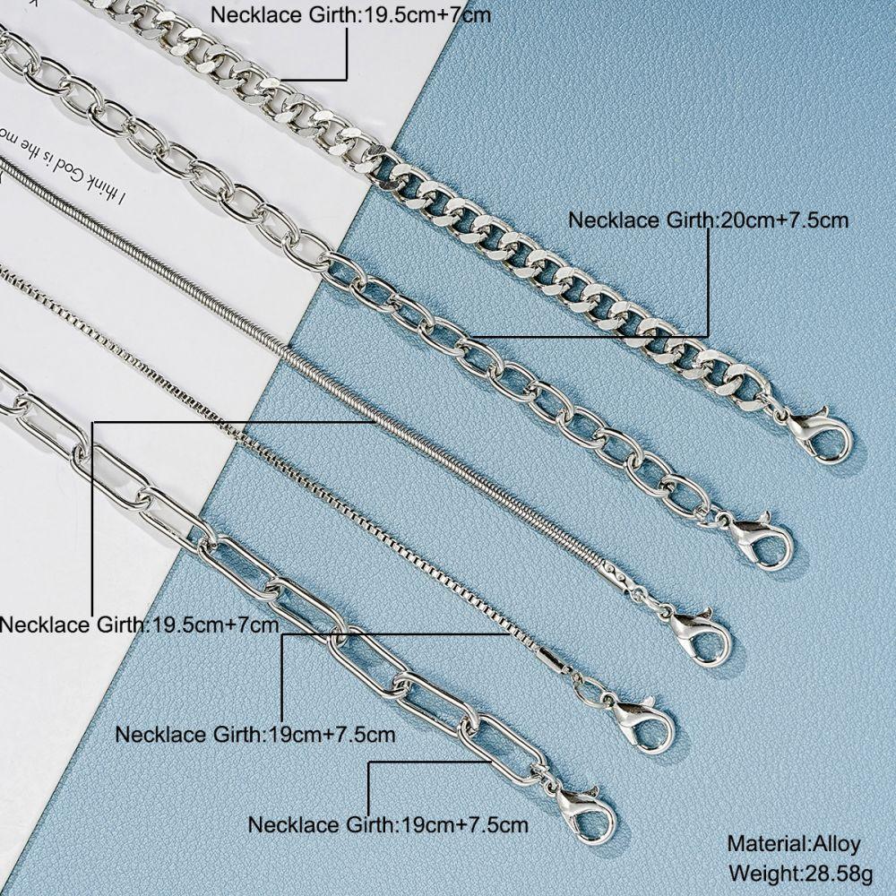 

5 шт./компл. модный серебряный браслет, набор многослойных металлических браслетов-цепочек для женщин, ювелирные аксессуары