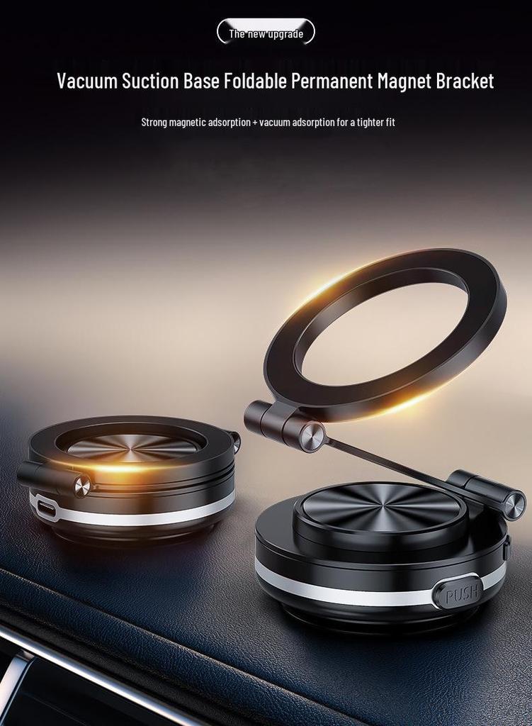 360° Rotating Car Phone Holder with Strong Magnetic Bracket and Automatic Folding