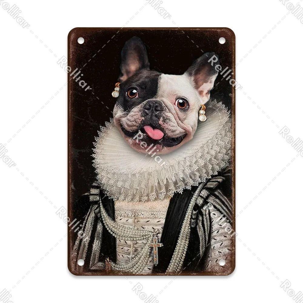 Metal Sign Gentleman Dog Wall Decor, Vintage Tin Plate for Living Room 20x30 cm