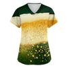 Womens V Neck Short Sleeve Work Shirt With Pockets Oktoberfest Beer Print Top Medical Scrub Style Uniform