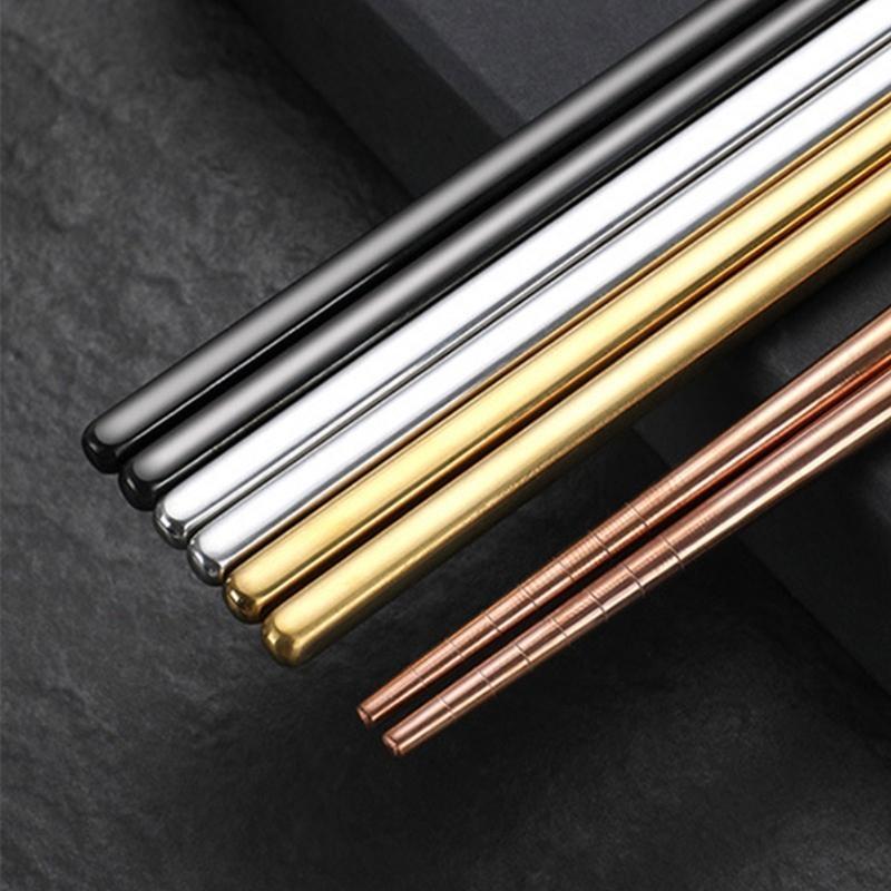 652F Lightweight Camping Cutlery Set Stainless Steel Fork Spoon Chopsticks Reusable Outdoor Flatware Dishwasher Safe