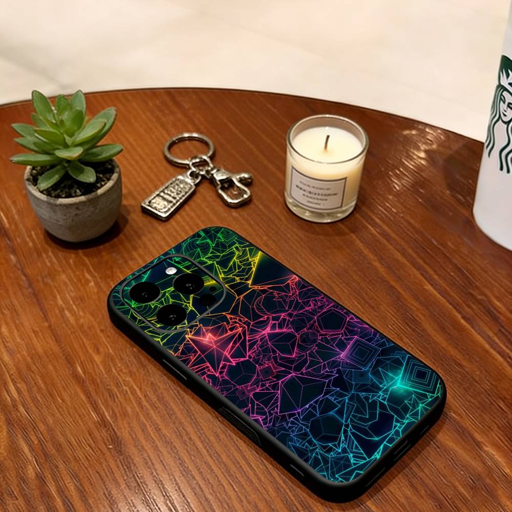 

Linear geometric pattern Phone Case For iPhone 17,16,15,14,13,12,11 Plus,Pro Max,XS,Soft Silicone Black Cover iPhone16ProMax