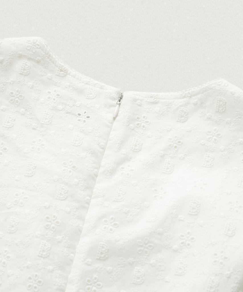 Deobanes Flower Eyelet Sleeveless Dress_White