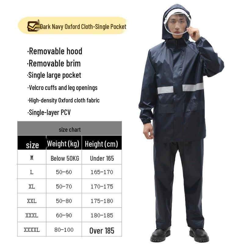 Thickened Full-Body Stormproof Raincoat and Pants - Reflective, Lengthened Set for Cycling and Riding