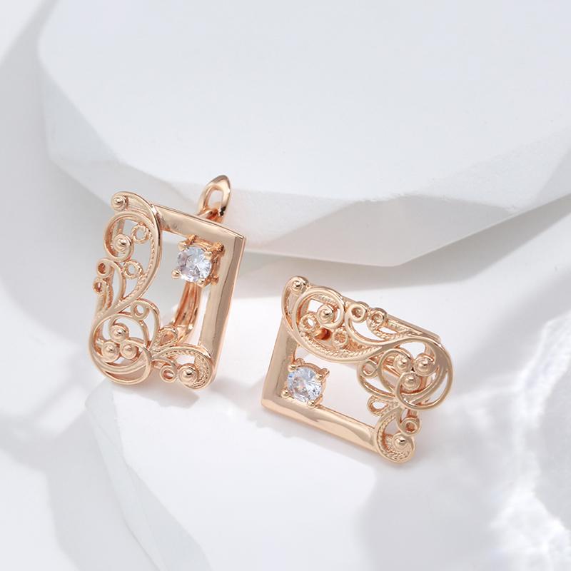 New Hollow Flower Earrings For Women  Rose Gold Fashion Ethnic Bride Wedding Jewelry Unique Natural Zircon Earrings