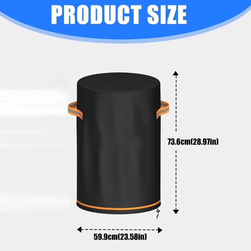 Fire Column Cover Round Outdoor Furniture Protector With Handle Cylinder Fireplaces Cover Protector For Yard