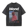 Washed Rapper Frank Vintage Oversized T Shirts Men Ocean Hip Hop Trend T Shirt Blond Pop Music Tshirts Male Fashion Streetwear