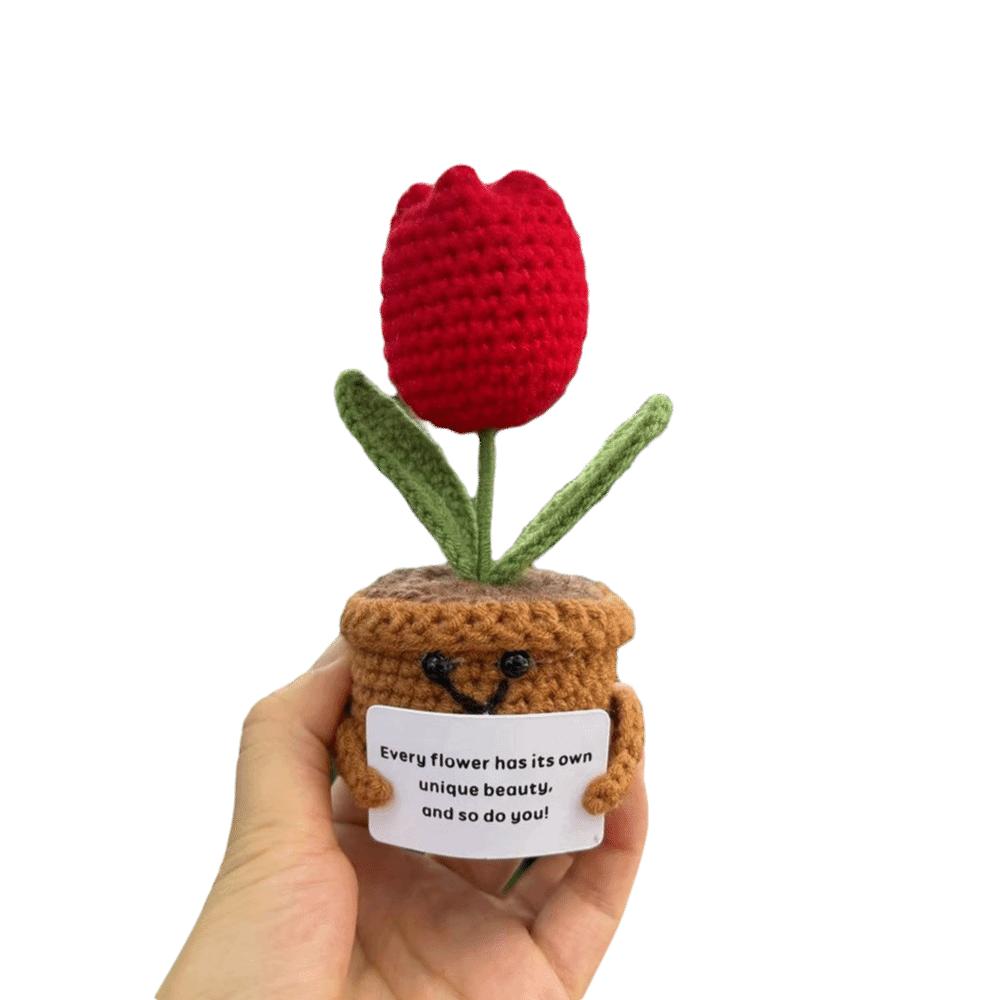 

Mini Size Artificial Tulip Ornament Hand Knitted Weaving heart decorations Valentine s Day Style 3