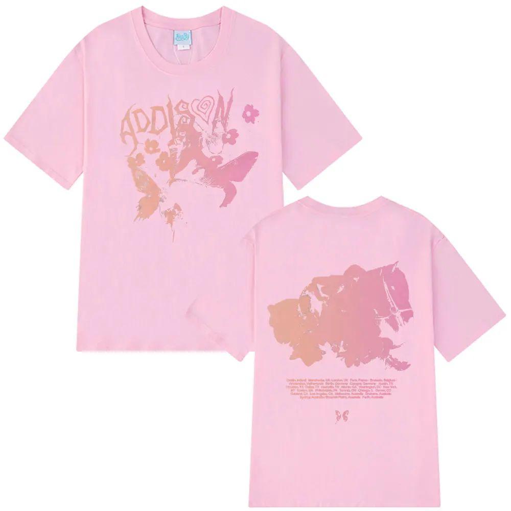 T-shirt Harajuku ADDISON RAE 20252026 Tour Grafica Vintage T-shirt Moda Estetica Top Casual Larghi Manica Corta Unisex