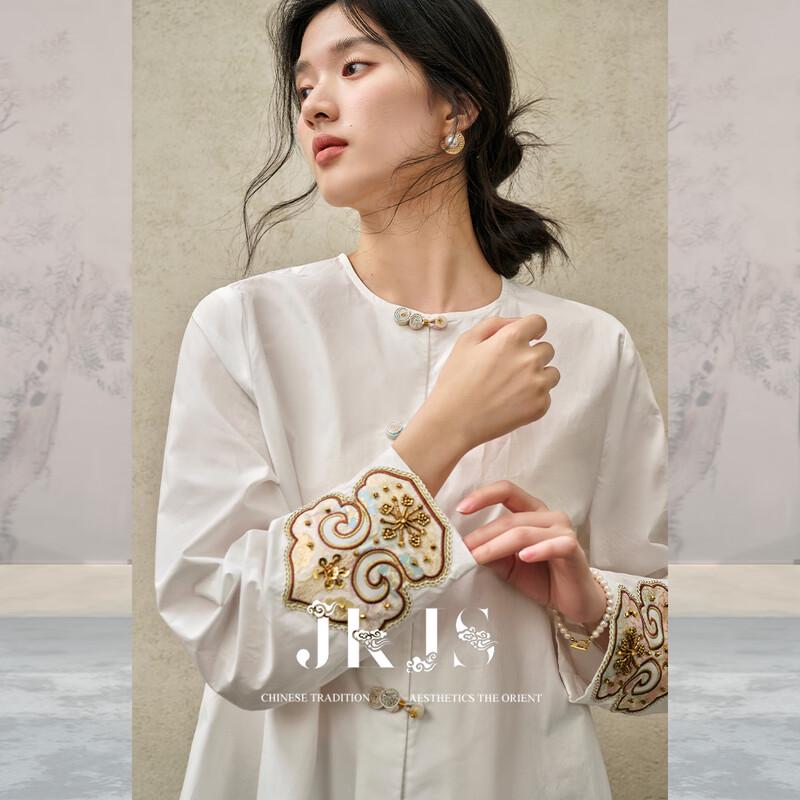 JK&JS Women s New Chinese Style Embroidered Cotton Shirt XL