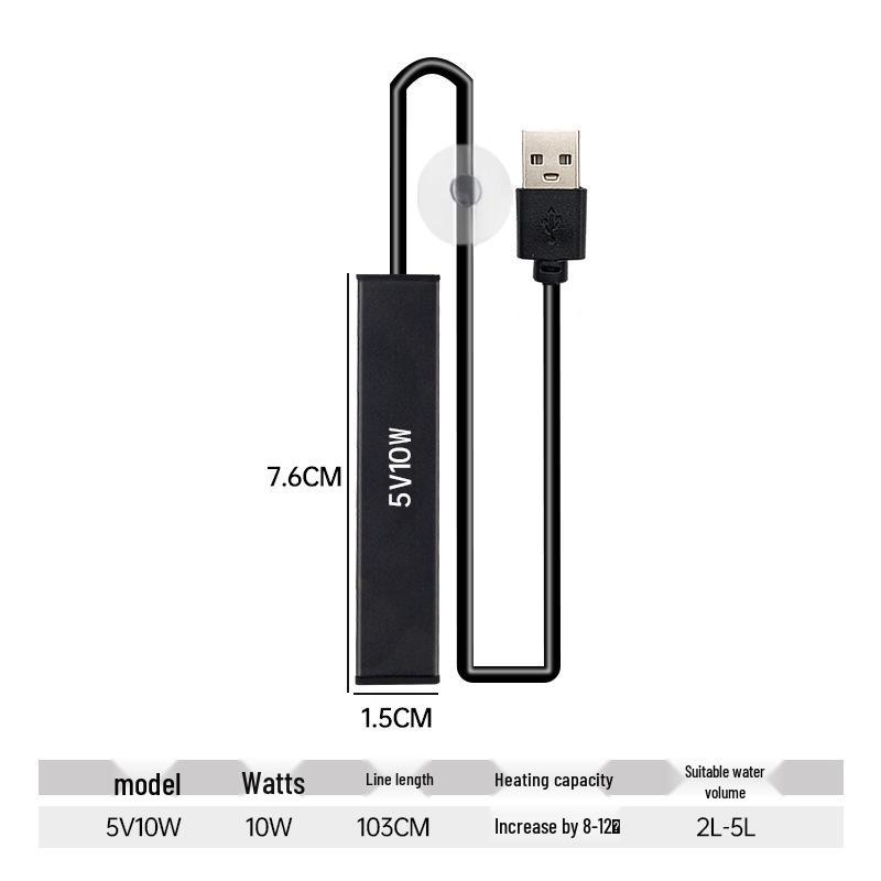 Mini USB Heating Rod for Small Fish Tank - Automatic Constant Temperature Controller for Turtle and Tropical Fish.