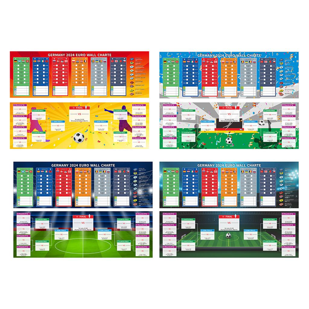 Duitsland/VK 2024 Europees Voetbalschema Poster 2024 Euro Voetbalwedstrijd Wandkaart Schema Poster Makkelijk te Lezen