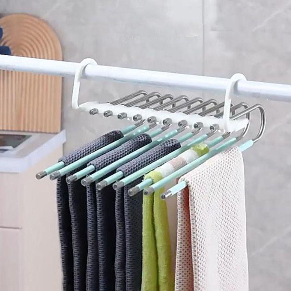 Large Capacity 9 Layers Pants Hangers Stainless Steel Multi-layer Trouser Rack  Clothes
