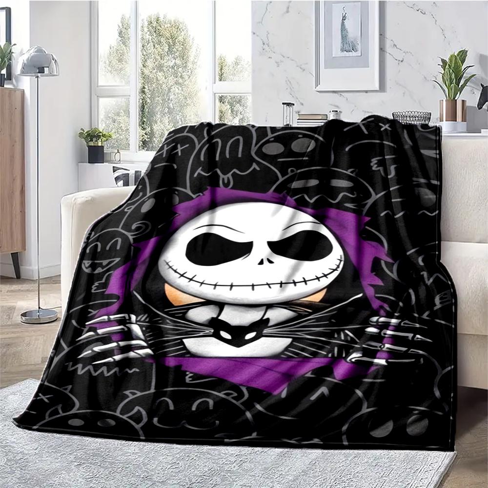 The Nightmare Before Christmas Theme Printed Blanket - Perfect for Couch, Bed, Travel & Outdoor Use | Machine Washable, Cozy & Durable.
