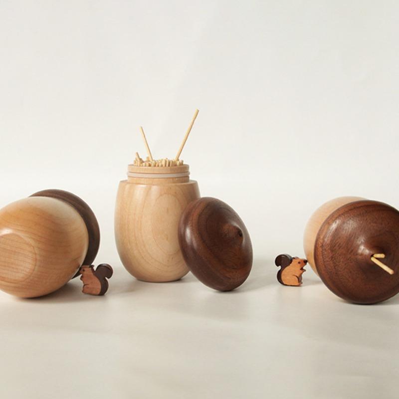1Pc Toothpick Holder Cute Marshroom Shape Toothpick Holder Black Walnut of Storage Box Cute Toothpick Holder Dispenser