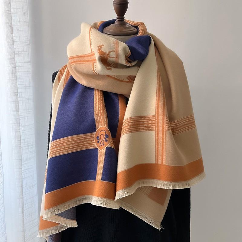 Winter Warmer Scarf For Women Luxury Thickened Tassel Pashmina Shawl Faux Cashmere Warps Autumn Elegant Ladies Blanket