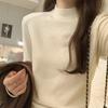 High-end mid-neck bottoming shirt women's spring polished warm inner top semi-turtleneck fishbone long-sleeved shirt
