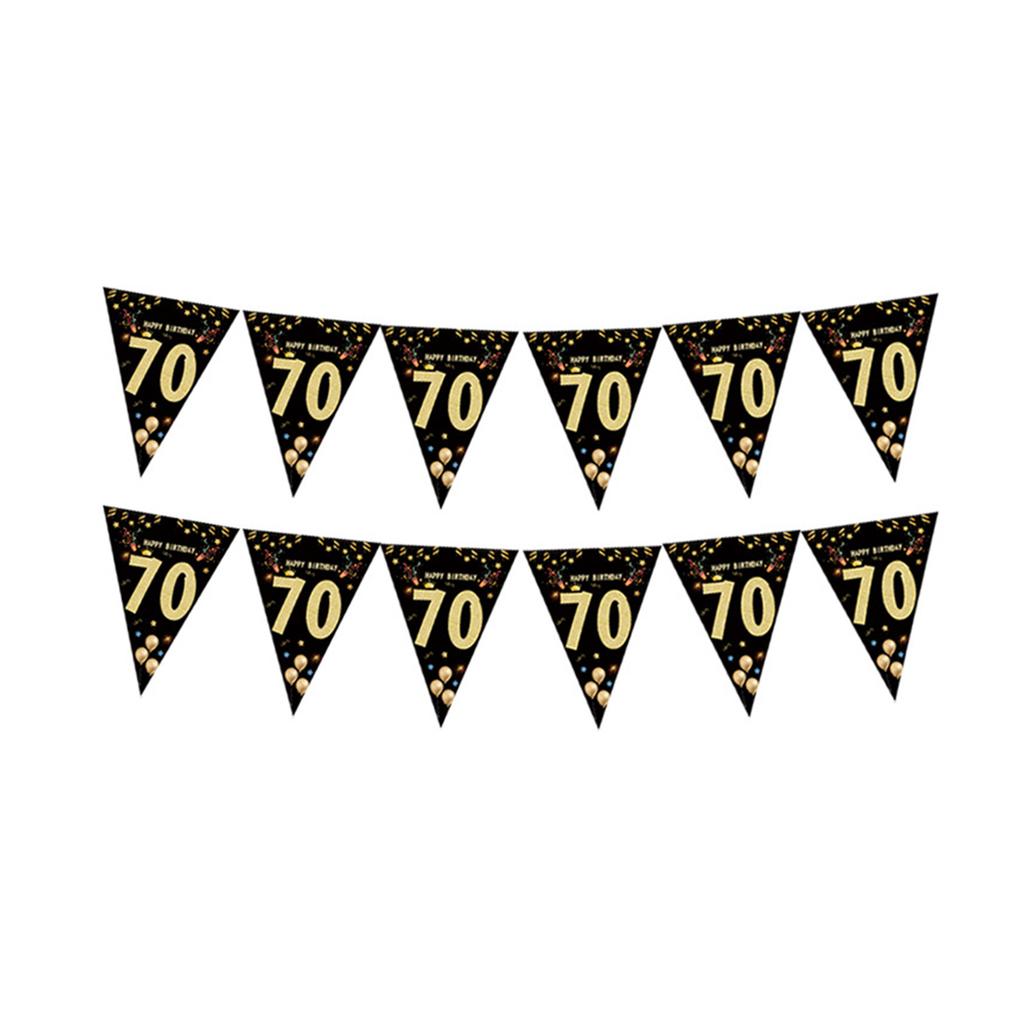 Black Gold Bunting Birthday Party Triangle Pennant Decoration Photography Props for Adult Teen Birthday Party Decoration