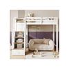 Lit superposé, lit d'enfant avec barrières anti-basculement couleur choc, bureau avec 3 tiroirs, 4 étagères, étagères ouvertes