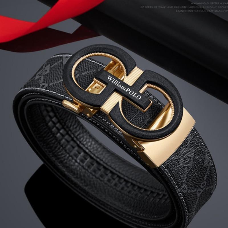 Belt, Men's Premium PVC Belt, Men's Alloy Business Automatic Buckle