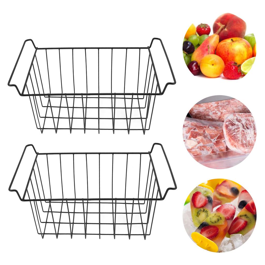 Basket Steel Wire PE Coating Space Saving Multifunctional     Bin for Refrigerator Food Storage