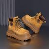 Hanyu leather thick-soled Martin boots women's new autumn and winter retro British style big yellow boots short boots versatile lace-up boots