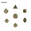 7 Pcs Black Golden Dragon Metal Dice Solid Metal Polyhedral Dice Set Suitable For Role-Playing Dice PropBoard Game Gift