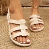 Fashion Roman Sandals Summer New Round Toe Open Toe Cross Slim Strap One Buckle Soft Sole Anti-slip Wear-resistant Flats