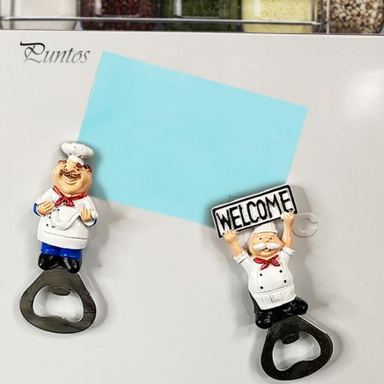 Funny Beer Bottle Opener for Fridge Refrigerator Magnet Opener, 3D Cartoon Chef Resin Magnetic Soda Cap Tool Manual Can Punch Home Restaurant Novelty