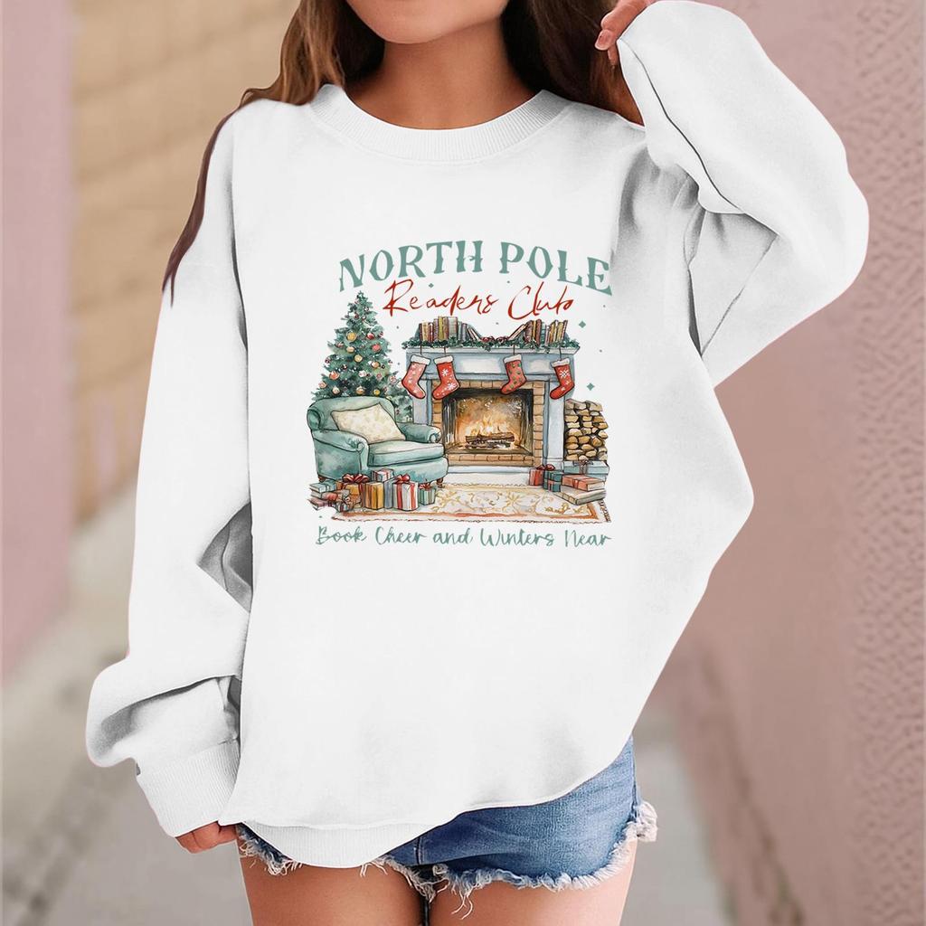 Children's Fashionable Casual Long-sleeved Loose Christmas Print Pullover Sweatshirt